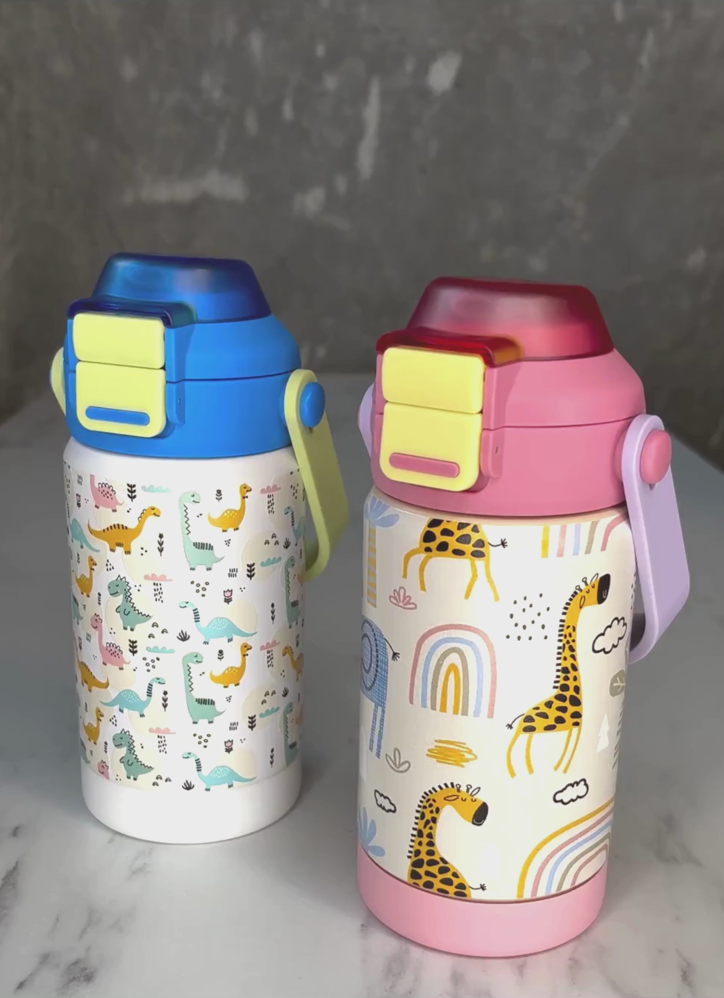 Indlæs video: Termovandflaske 2-i-1 (Blå)